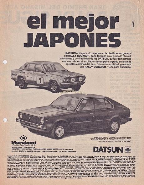 Datsun 120 A de cinco puertas importado por Marubeni Maquinarias