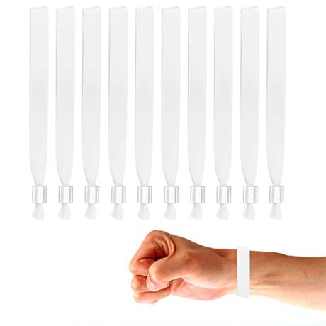 Juego de Pulsera en Tela, Pulseras De Entrada Pulseras, Pulseras para Eventos, Pulseras de Plástico Impermeables, Pulseras Personalizadas, para Eventos Fiestas de Seguridad Festivales, Blanco, 10PCS