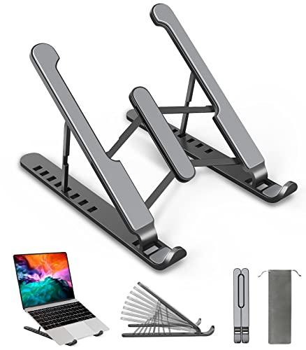 AOVUYCK-Store Soporte Portátil, 8 Ángulos Ajustable Ventilado Elevador Portátil, Laptop Stand con Plástico ABS, Silicona Antideslizante, para Portátiles, Tableta, Teléfono, (10-15,6
