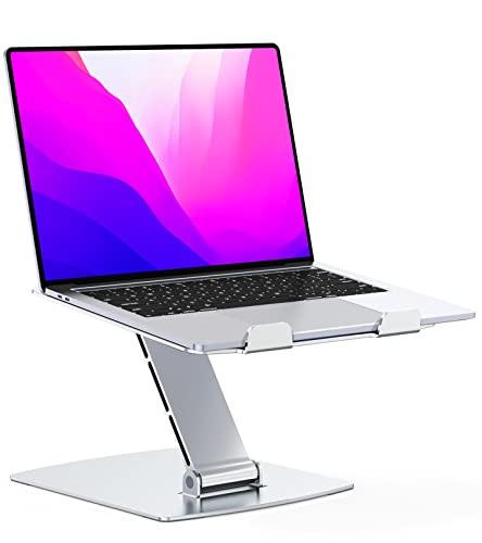 Glangeh Soporte Portatil Mesa Ajustable, Aleación de Aluminio Ergonómico Elevador Portatil Ventilado, Plegable Laptop Stand Compatible con MacBook DELL XPS HP Chrome y Otros 10-16” Dispositivos