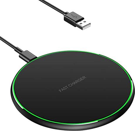 Quzoe Cargador Inalámbrico Rápido, 15W QI Wireless Charger para iPhone 14/13/12/11/8/Pro MAX/Mini/XR/X/Plus, Samsung Galaxy S22/S22+/S21/S21+/S20, Huawei/Xiaomi, Negro-D