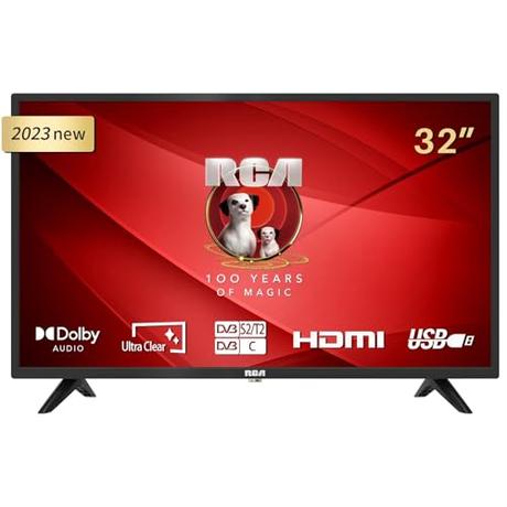 RCA iRB32H3 Televisores 32 Pulgadas (TV 80 cm), Dolby Audio, LED, HDMI, USB, Salida de Audio Digital, Triple sintonizador DVB-C/T2/S2, Ci+, Incluido Modo Hotel, 2023