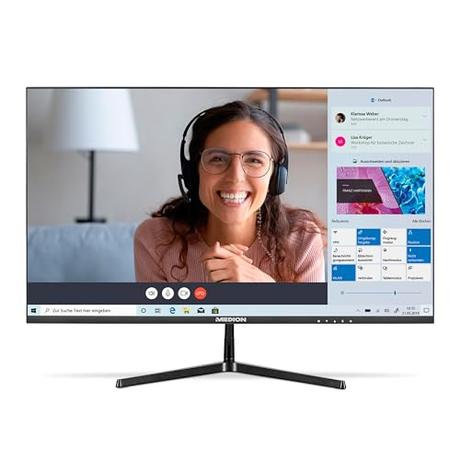 MEDION P52218 (MD 20150) Monitor Full HD Widescreen de 54,6 cm (22 Pulgadas) (FHD, 16:9, HDMI, VGA, Anti Flicker, Anti Glare, Anti Blue-Light, menú multilingüe) Negro