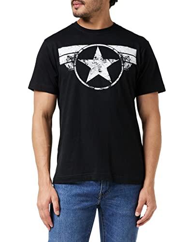 Marvel Captain America-Cap Logo Camiseta, Negro (Black Blk), Large para Hombre