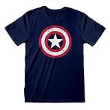 Marvel Avengers Assemble Capitán América Apenada Escudo Camiseta para Hombre Armada L