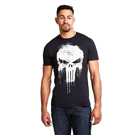 Marvel Avengers Punisher Skull Camiseta, Negro (Black Blk), Medium (Talla del Fabricante: Medium) para Hombre
