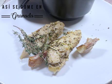 Solomillos de pollo con ajos Solomillos de pollo con ajos