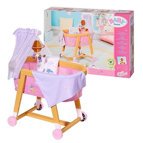 BABY born Good Night - Cuna para muñecas de 43 cm, Promueve la empatía y las habilidades sociales, Edad a partir de 3 años, Incluye ropa de cama, carrusel y dosel