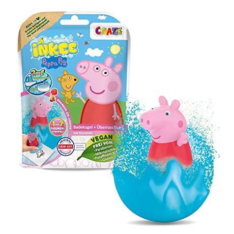 INKEE Bombas de Baño Infantiles de Peppa Pig con Regalo Sorpresa figurita de Peppa Pig para Bañera, Rosa O Azul, 1 Unidad