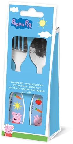 El Mejor 10 pepa pig de 2024: La Elección de los Especialistas Set de 2 cubiertos infantiles de acero inoxidable compuesto de tenedor y cuchara de Peppa Pig