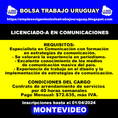 LICENCIADO-A EN COMUNICACIONES LICENCIADO-A EN COMUNICACIONES