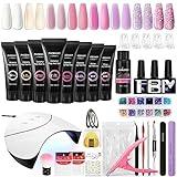 Kit Uñas de Gel, Phoenixy 8 Colores Kit de Extensión de Uñas Gel Completo con 36W U V/LED Lámpara, Kit de Manicura con Capa Base y Capa Superior, Regalos de Nail Art para Principiantes