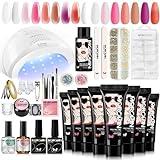 Morovan Kit Uñas Poly Gel - 8 Colores Poly Gel Para Uñas Con Lampara Uñas Y Slip Solution Profesional Uñas Poligel Kit Completo Extensión Principiantes Manicura Decoración Para Mujeres