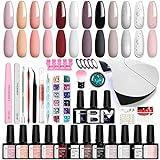 Kit Manicura Semipermanente Phoenixy 12 Colores Gel con 36W U V/LED Lámpara Kit Uñas Semipermanentes en Gel Kit Uñas de Gel Herramientas para Uñas Regalos Principiantes