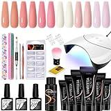 VANREESA Kit Uñas de Gel 6 Colores Gel de Extensión de Uñas con U V Lámpara Kit de Gel Extensión con Mate Top Base Coat Kit Uñas Gel Regalos para Mujeres