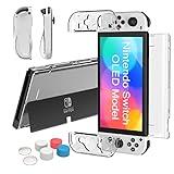 Teyomi® - Carcasa Compatible con Nintendo Switch OLED Modelo 2021, Funda Switch OLED Transparente, Funda de Mango Joy-con de TPU Suave y Funda Protectora rígida para PC Dockable para Switch OLED