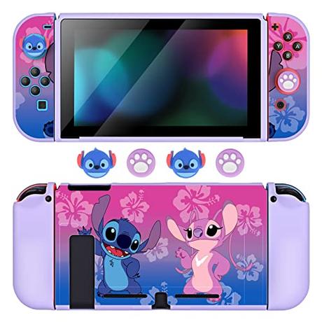 DLseego Funda Compatible con Switch, Funda Protectora de TPU Blando, con 2 Fundas Blandas para Joycon y 4 Fundas de Agarre para el Pulgar, Absorción de Impactos Anti-arañazos