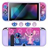 DLseego Funda Compatible con Switch, Funda Protectora de TPU Blando, con 2 Fundas Blandas para Joycon y 4 Fundas de Agarre para el Pulgar, Absorción de Impactos Anti-arañazos