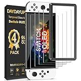 daydayup 4piezas Protector de Pantalla para Nintendo Switch OLED Cristal Templado Pantalla,fácil instalación Sin Burbujas, HD, a Prueba de Rotura, arañazos-Resistente