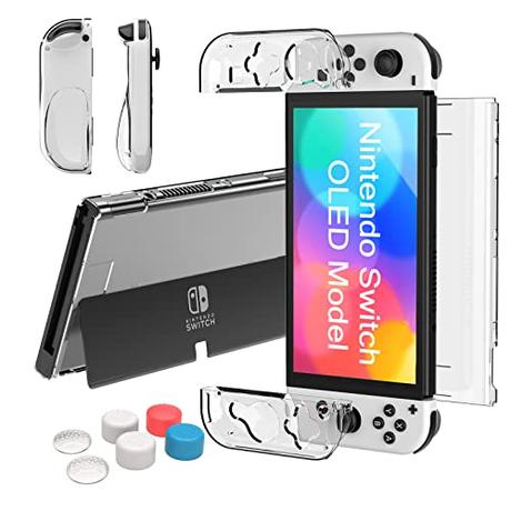 Teyomi® - Carcasa Compatible con Nintendo Switch OLED Modelo 2021, Funda Switch OLED Transparente, Funda de Mango Joy-con de TPU Suave y Funda Protectora rígida para PC Dockable para Switch OLED