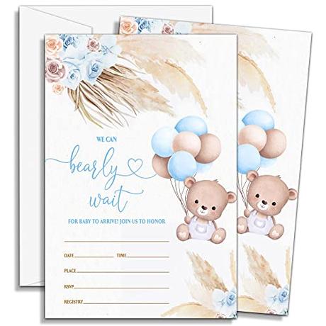 DOQPO - Invitaciones bohemias para baby shower, invitaciones para baby shower, invitaciones de género neutro para niñas y niños, decoraciones de baby shower, 25 invitaciones con 25 sobres, A13