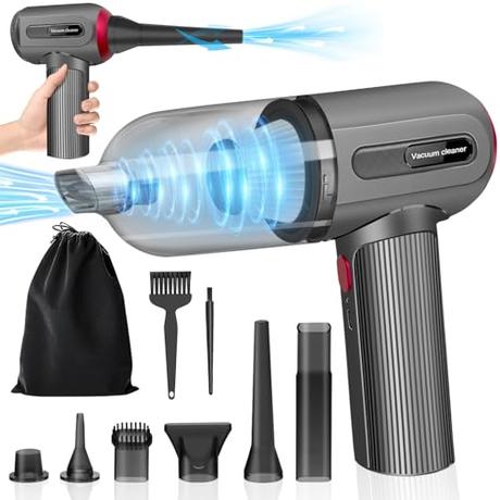 AKOFIC Aspiradora de Mano Sin Cable, 9000PA Aspirador Coche Potente, Mini Aspirador y Soplador 3 en 1, 3 Velocidades, Aspiradora Portatil Multifunción para Coche, Computadora, Pelo de Mascota