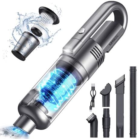 SIMWAL Aspiradora de Mano,9500PA Aspiradora de Coche inalámbrica, ́ Mini Aspiradora de Mano portátil con luz LED para Oficina en casa