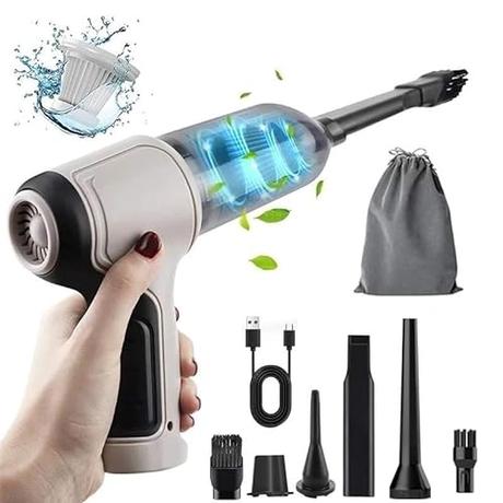 BUNIK Aspirador de Mano Potente 120W - Aspirador Coche - aspiradora de Mano sin Cable - Aspirador Mano Potente - Accesorios Coche - aspiradora Sofa - Aspirador pelos Mascotas - sin Bolsa.