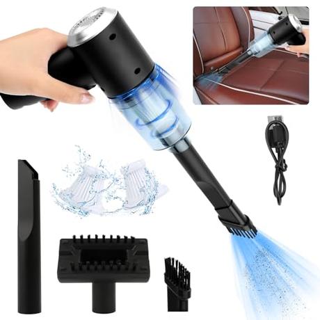 LWMTT Aspiradora de Mano,Mini Aspirador Coche Potente, Aspiradora de Mano Portátil Inalámbrica para Autos,Aspiradora sin Cable Carga USB 000 Pa 120W, Aspiradora Sin Cable para Coche Oficina Hogar
