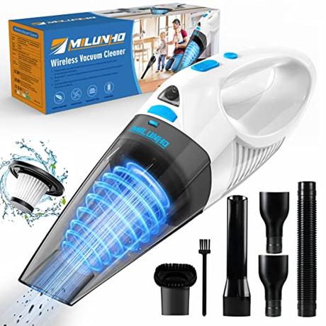 Milunho Aspirador de Mano Potente 8000pa, 12v Aspiradora Coche con Lavable Filtro Hepa, Aspiradora sin Cable Coche Kit para DoméSticas, Pelos Mascotas y Coche WiFi 1200Mbps