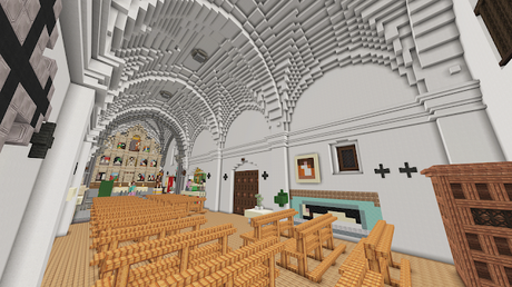 Iglesia de San Salvador, Yugueros (León) en Minecraft.