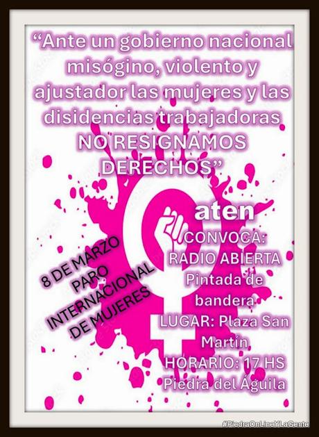 ATEN Piedra del Àguila convoca a una radio abierta a las 17 hs en la Plaza Central