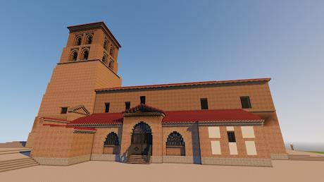 Iglesia de San Pedro Apóstol, Vallecillo (León) en Minecraft.