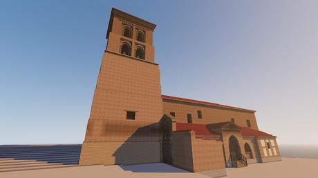 Iglesia de San Pedro Apóstol, Vallecillo (León) en Minecraft.