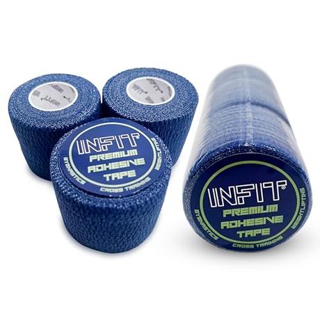 INFIT Tape Crossfit - Pack x3 Rollos - 5cm x 4,5m - Esparadrapo Deportivo Con Adhesivo Interior - Venda Elástica Alta Adherencia Flexible - Cinta Elástica Protectora Dedos - Protección Calistenia