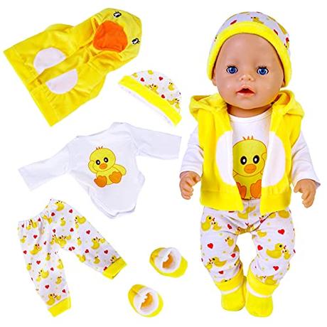 Ropa de Muñeca para 18 Pulgadas, con Gorro, Calcetines, Pantalón Manga Larga y Chaleco, Pequeño Pato Muñecas Ropa para Niños y Niñas,para 35-45 cm Recién Nacido Muñecas Niñas Cumpleaños