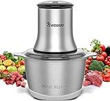 NWOUIIAY Picadora de Carne y Verduras 600W Trituradora de Eléctrica Alimentos Con Cuenco de Acero Inoxidable 2L Picadora de Carne Con 2 Niveles de Velocidad y 4 Cuchillas de Acero Inoxidable