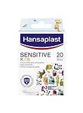 Hansaplast Tiritas Sensitive Kids, parches para niños con animales, hipoalergénicos y fáciles de quitar, 1 paquete de 20 unidades en 2 tamaños