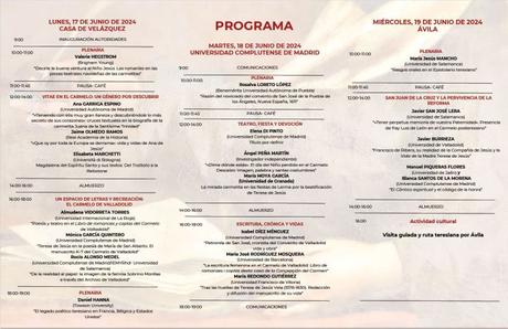 Programa del Congreso «Vidas en la memoria: Erudición y escritura en el Carmelo reformado (siglos XVI-XVIII)» Programa del Congreso «Vidas en la memoria: Erudición y escritura en el Carmelo reformado (siglos XVI-XVIII)»