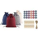 TDEOK Regalos para futuros maestros patrón lino regalo bolsa de Navidad calendario Adviento decoración del hogar factura para mi pedido (Multicolor, talla única)