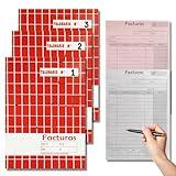 CAVECA PACK 3 Talonario Facturas de Pedidos con Autocopiado y Matriz de Corte, Recibos de Facturas con 40 Hojas por Talonario (20,5 x 15 cm), Documento de Venta de Pedidos Realizados en Castellano.