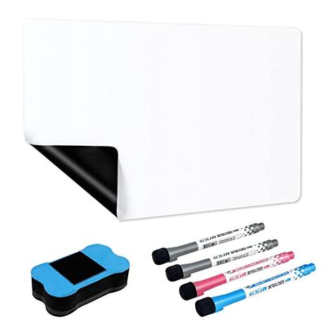 Relota A3 Pizarra Blanca Magnética para Nevera, Tablero Magnetico de Borrado en Seco con 4 Rotuladores Pizarra Blanca, Borrador, Whiteboard para Memorandos, Notas, Menús, Planificar Estudios