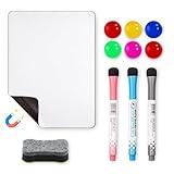 Pizarra Nevera Magnetica, Imanes Pizarra Magnetica, A4 Pizarra Blanca con 3 rotuladores, 1 goma de borrar, 6 imanes de nevera, Whiteboard para Memorandos, Notas, Menús, Planificar Estudios