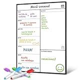 Smart Panda Calendario Magnético para Nevera - Ideal Planificador de Menú, Recordatorio, Lista de la Compra - Pizarra Magnética Incluye 4 Rotuladores de Color – Semanal – En Español