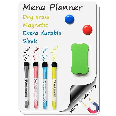 NCKIHRKK 2 Piezas Pizarra Blanca Magnetica Nevera, 21 x 30 cm - A4 con Rotuladores y Borrador