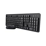 Trust Ymo II Pack Teclado y Ratón Inalámbrico QWERTY Español, Botones Silenciosos, Teclas de Perfil Bajo, Resistente a los Vertidos, Un Receptor USB, Windows, Mac, PC, Ordenador Portátil - Negro
