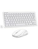 Mini Teclado y Raton Inalámbrico Ultra Delgado, TECKNET 2.4G Ergonómico Teclado, Toque Silencioso, Distancia de Rrabajo de 15 M, Portátil Teclado y Mouse per PC/Smart TV/Ordenador (Español,con la Ñ)