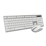 SUBBLIM Pack Teclado Ergonómico y Ratón Inalámbrico, Combo Plano Silencioso, Receptor USB, Ordenador, Portátil, Teclado Español, Ratón 1600 dpi (Silver)