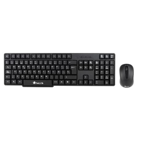 NGS Euphoria- Kit de Ratón y Teclado Inalámbrico de 2.4 GHz, QWERTY Español, Negro