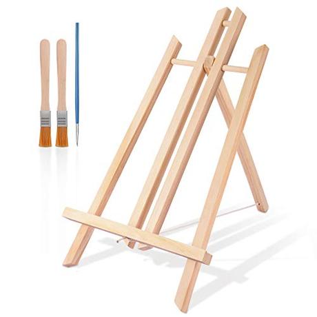 Viesap Caballete Pintura, 40 CM, De Mesa, Pequeño, Pino Macizo Caballete De Madera, Plegable, para Niños, Soporte Decorativo, Caballete De Asiento.